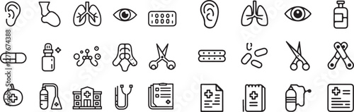 Medical Equipment, First Aid, and Health Icons Vector Art for Healthcare Services