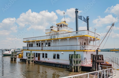 Riverboats in Alexandrias Harbor on a Summer Day, Virginia photo