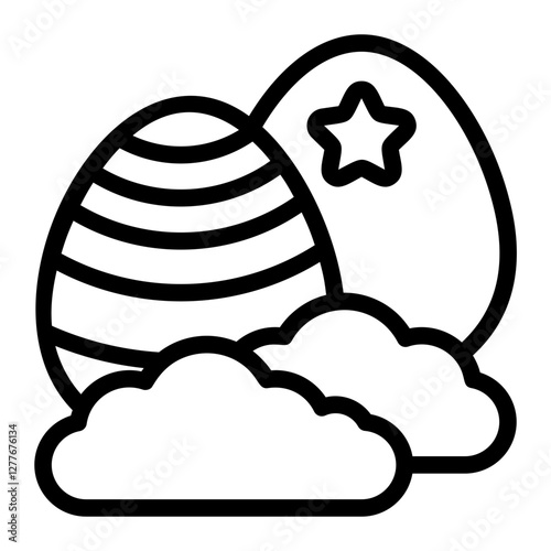 Egg Hidden in Grass Line Icon
