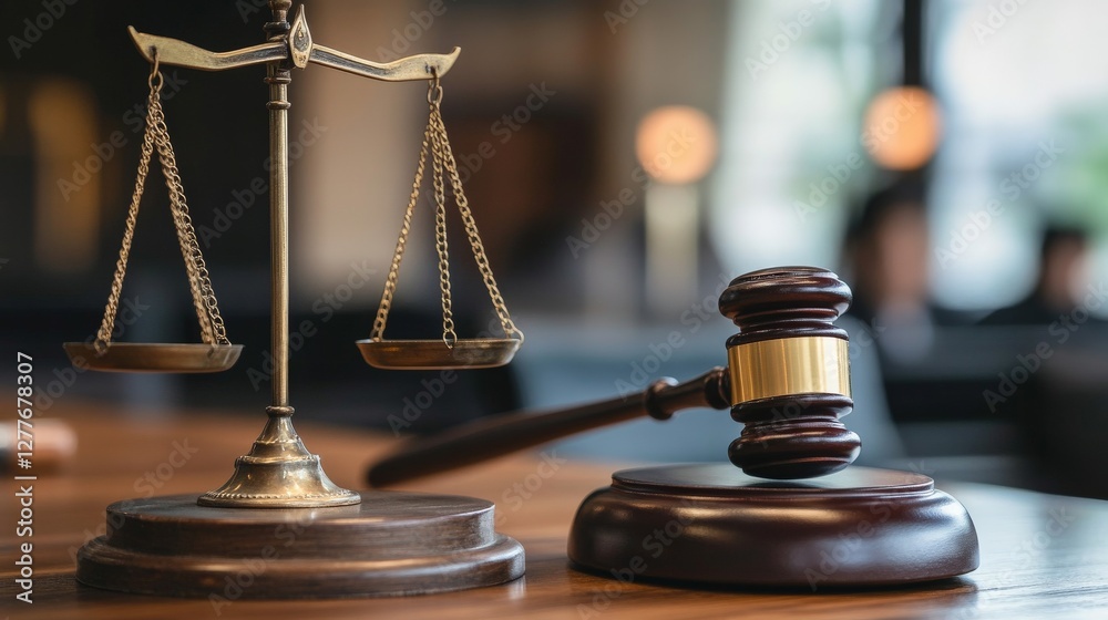 Courtroom Scene with Scales of Justice and Gavel Courtroom Scene with Scales of Justice and Gavel
