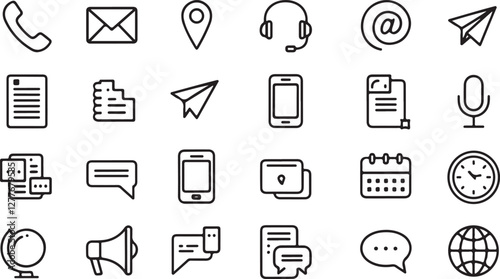 Set of Communication and Messaging Icons Vector Art for Digital Interaction and Customer Service
