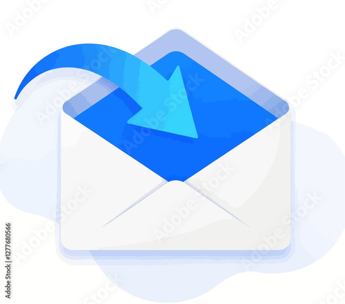 Blue Arrow Enters Open White Envelope Symbol