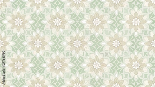Elegant Floral Pattern Design with Soft Hues and Intricate Details for Textile and Wallpaper Applications