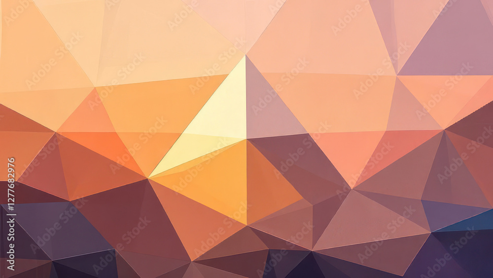 Fototapeta premium Background image with pastel orange triangle geometric pattern for design projects, presentations or banner use. Horizontal background for 16:9 ratio