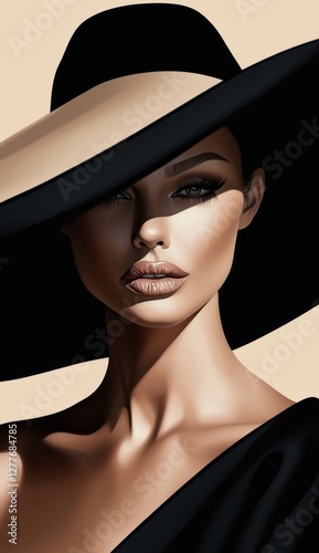 Artistic photo manipulation featuring a stylish hat.