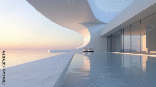 A fluid smooth rendered surfaces, creating a calm and flowing visual effect,