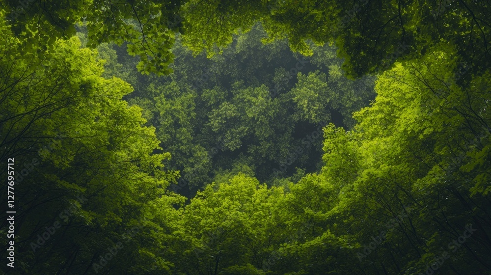 Lush Green Canopy Forest Trees Nature Background Summer Foliage Woodland Spring Leave Lush Green Canopy Forest Trees Nature Background Summer Foliage Woodland Spring Leave