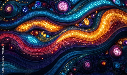 Abstract Neon Swirls, Generative AI