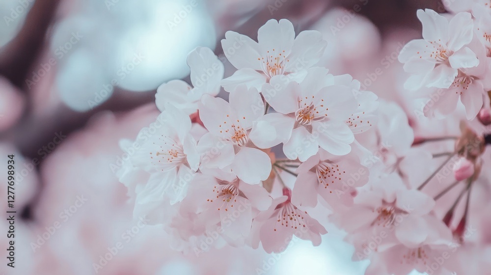 Obraz premium Delicate Pink Cherry Blossoms in Springtime Bloom