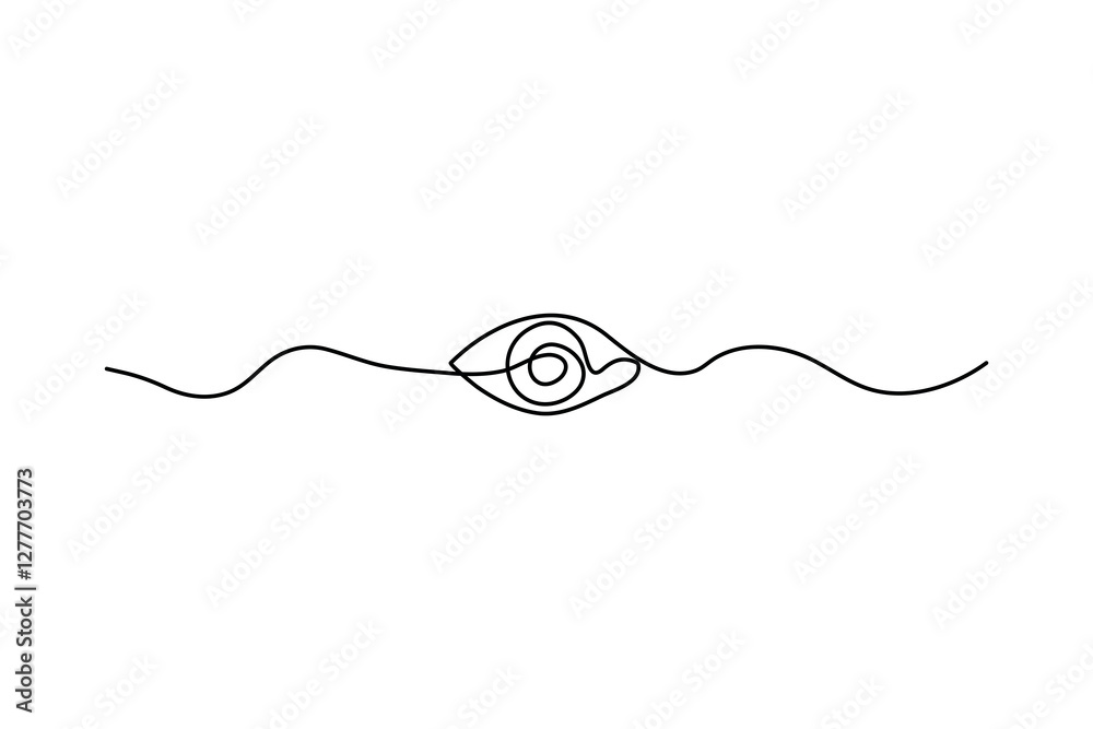 Obraz premium Eye continuous single line art and isolated outline vector design
