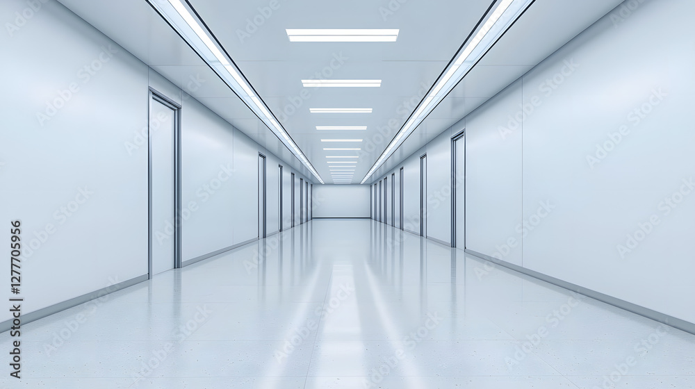 Obraz premium Modern Minimalist Hallway with Bright Lighting