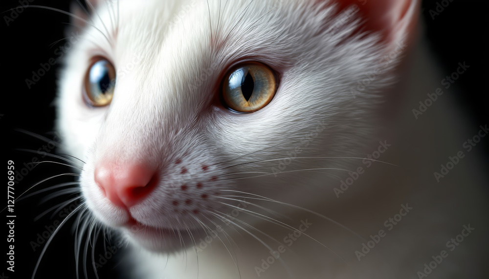Close up portrait of a beautiful fluffy white cat Close up portrait of a beautiful fluffy white cat