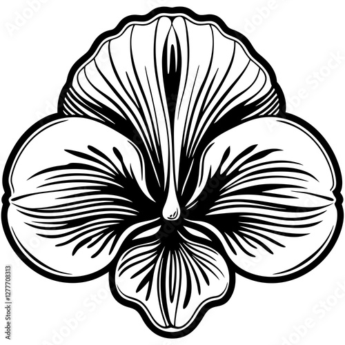 Sweet Pea Flower Icon – Ruffled Petals & Climbing Vine Vector
