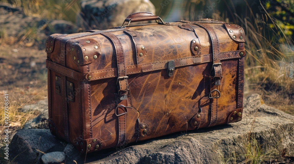 A durable and secure travel suitcase with straps, ideal for rugged journeys, A durable and secure travel suitcase with straps, ideal for rugged journeys,