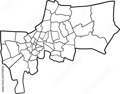 freehand drawing of Bangkok city map.