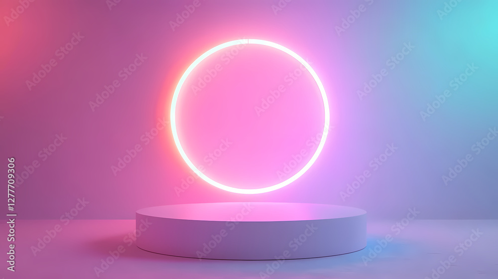 Dreamy Scene with White Platform and Pink Ring Dreamy Scene with White Platform and Pink Ring