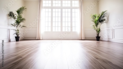 Wallpaper Mural Bright Minimalist Room Interior Design  Hardwood Floor  Plants  Large Window Torontodigital.ca