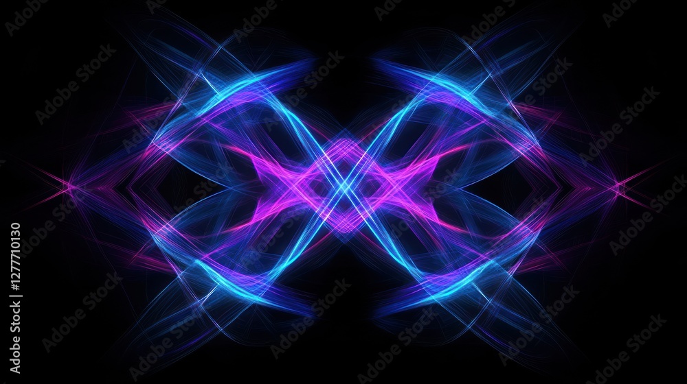 Obraz premium Abstract light patterns, symmetrical design, dark background, digital art, website header