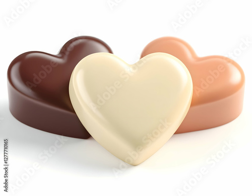 Three Heart Shaped Chocolates Romantic Gift Sweets