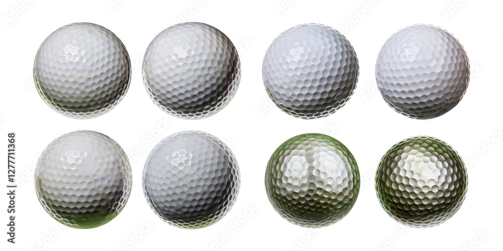 Collection of Golf Balls in Different Angles and Perspectives, isolated on transparent background Collection of Golf Balls in Different Angles and Perspectives, isolated on transparent background