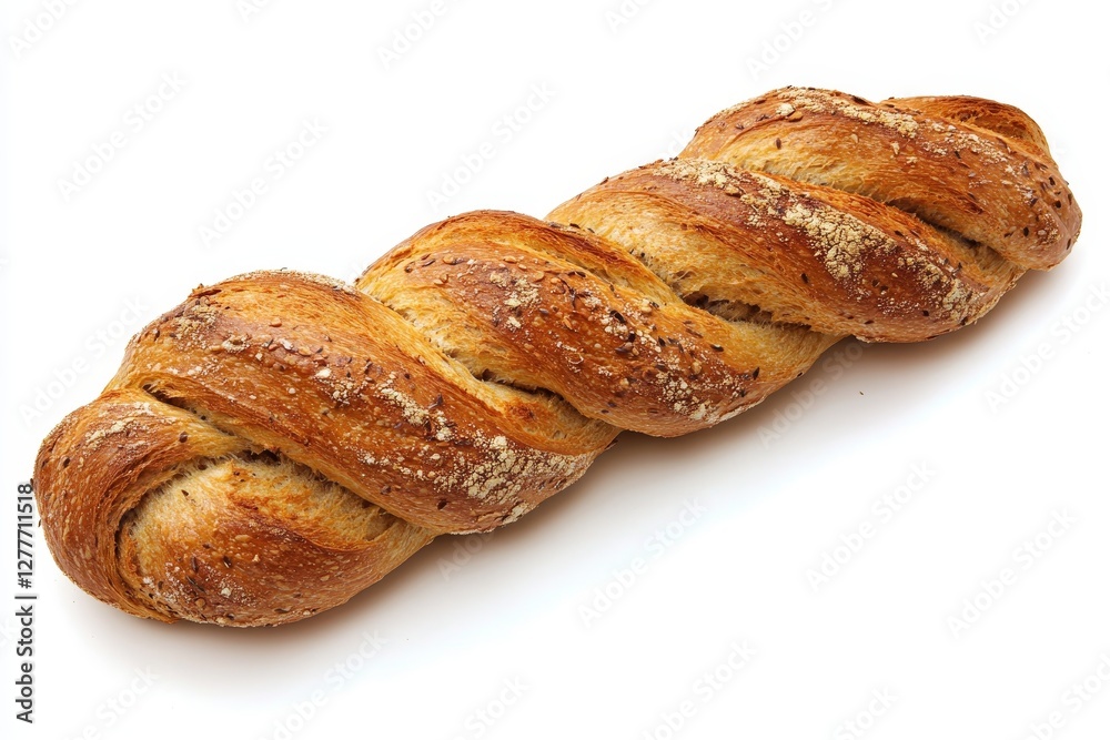 Twisted Wheat Bread Loaf - A golden-brown twisted loaf of wheat bread, isolated on a white background. Perfect for baking websites or food blogs Twisted Wheat Bread Loaf - A golden-brown twisted loaf of wheat bread, isolated on a white background. Perfect for baking websites or food blogs