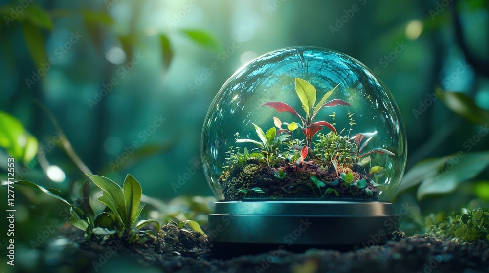 Enchanting Terrarium with Lush Greenery and Light Enchanting Terrarium with Lush Greenery and Light