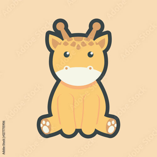 giraffe sit with outline flat vector design. photo