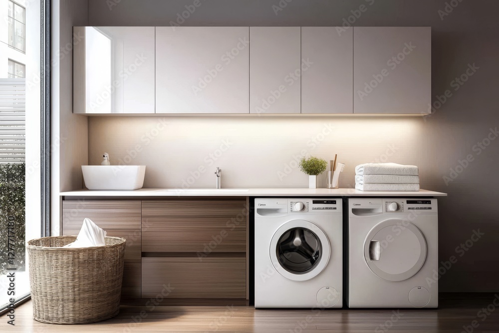Embracing minimalism in functional laundry space design. Embracing minimalism in functional laundry space design.