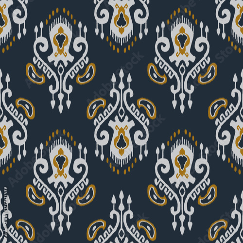 Geometric ethnic oriental ikat pattern traditional Design for background,carpet,wallpaper,clothing,wrapping,Batik,fabric,Vector illustration.embroidery style.