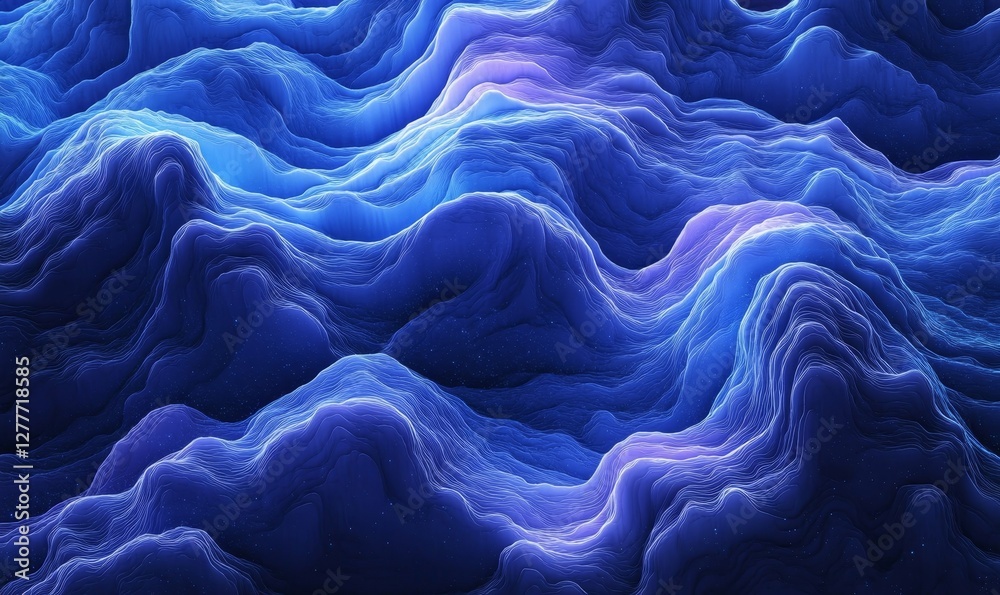Obraz premium Abstract Blue Glowing Lines, Generative AI