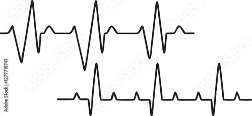Heartbeat line set. EKG. Vector