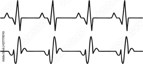 Heartbeat line set. EKG. Vector
