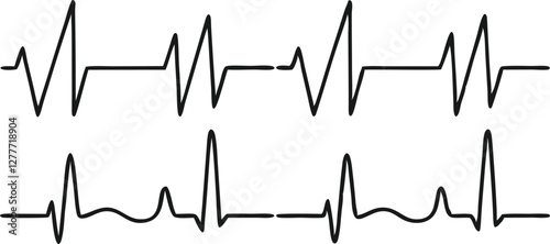 Heartbeat line set. EKG. Vector
