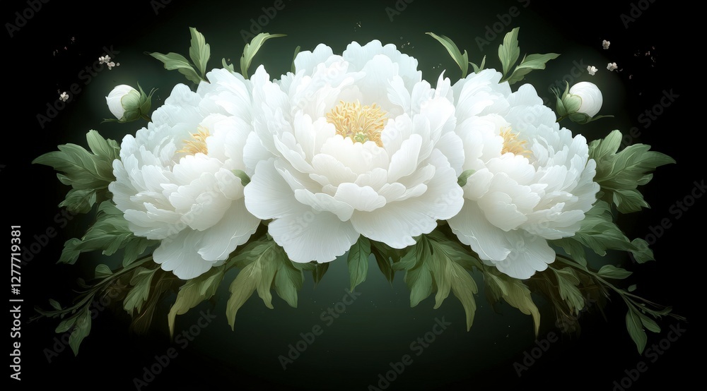 Elegant White Peonies Bouquet Dark Background Floral Art Chinese Painting Style Wallpa Elegant White Peonies Bouquet Dark Background Floral Art Chinese Painting Style Wallpa