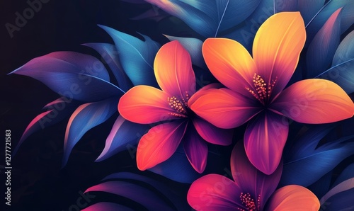 Floral Abstract Design with Gradient Colors, Generative AI