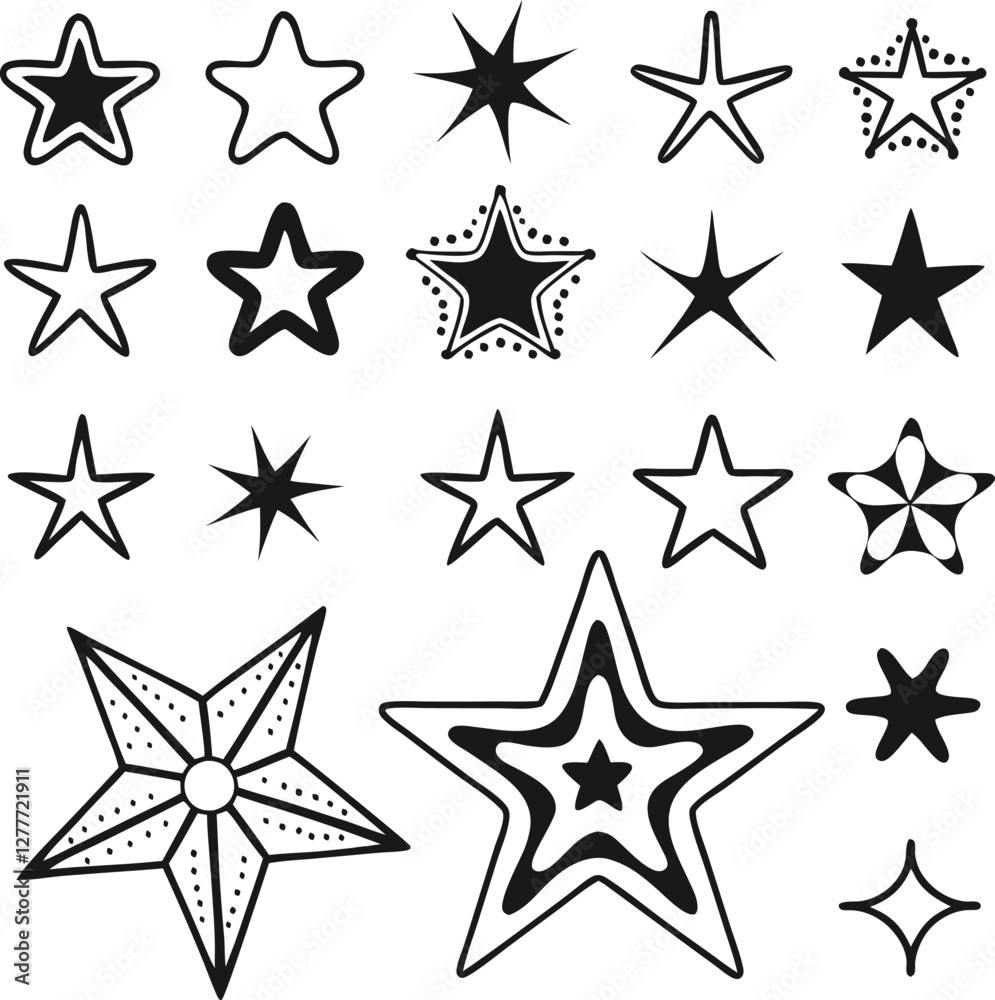Star collection. Different stars set. Vector illustration Star collection. Different stars set. Vector illustration