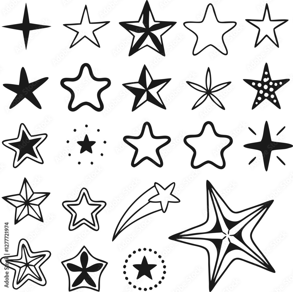Star collection. Different stars set. Vector illustration Star collection. Different stars set. Vector illustration