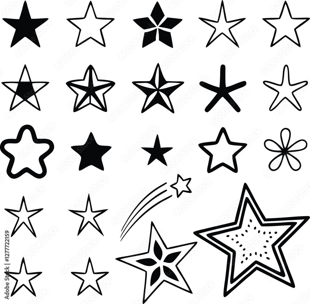 Star collection. Different stars set. Vector illustration Star collection. Different stars set. Vector illustration