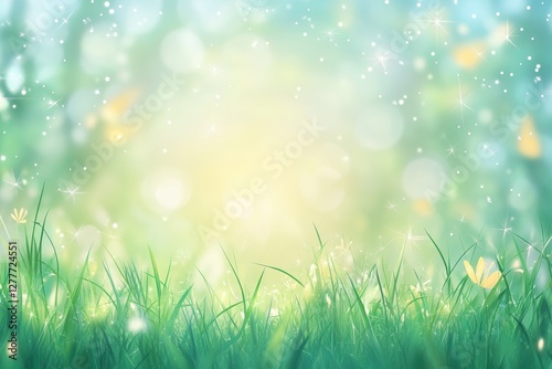 Spring meadow sunrise bokeh background