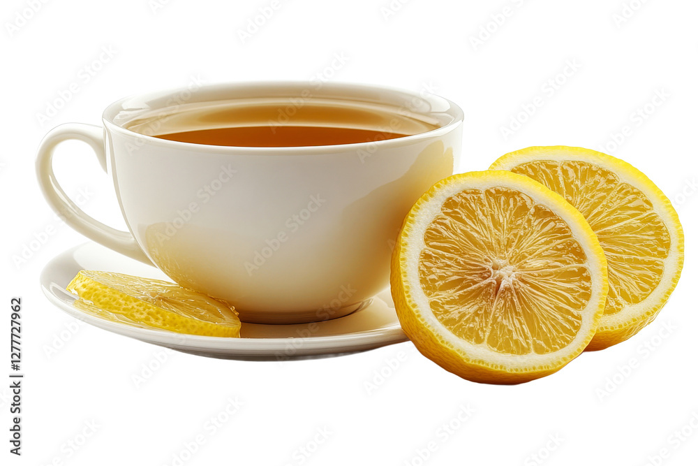 Enjoying a warm cup of tea with fresh lemon slices