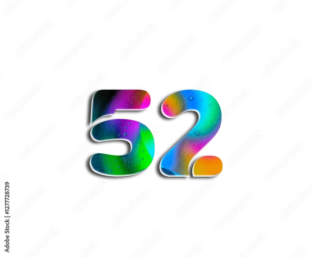 Number design with colorful bubble elements in numbers on white background