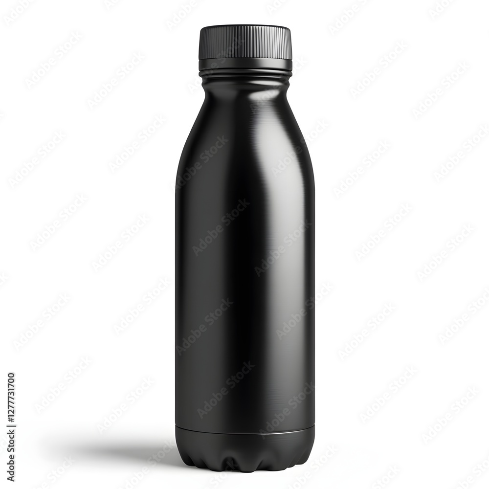 Modern Matte Black Stainless Steel Water Bottle with Screw Top Isolated Studio Shot Modern Matte Black Stainless Steel Water Bottle with Screw Top Isolated Studio Shot