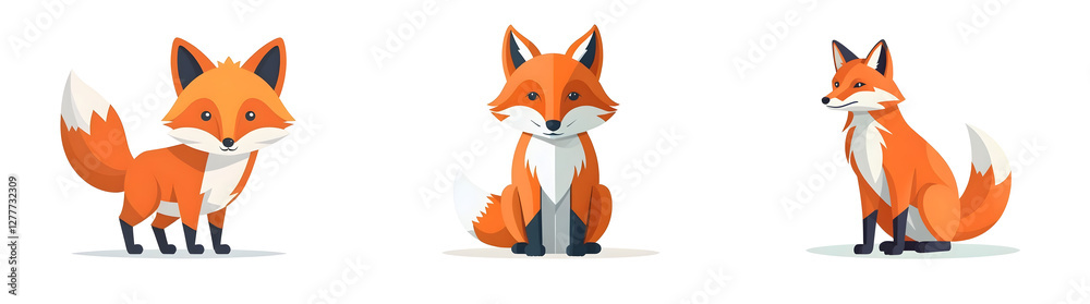 Fototapeta premium Cute Orange Fox with White Accents