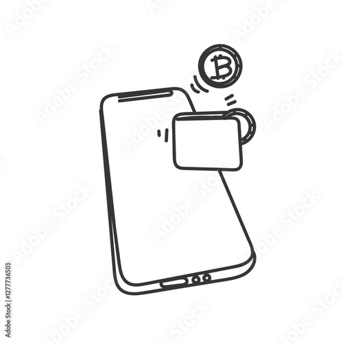 doodle crypto wallet illustration vector