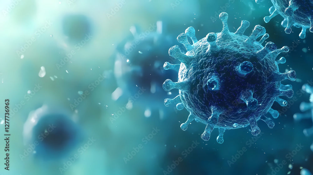 Obraz premium Microscopic Image of a Virus Cell with Dynamic Details