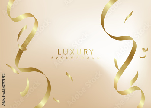 Elegant background with golden ribbon elements