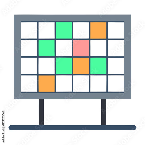 Colored grid table design flat vector illustration on white background