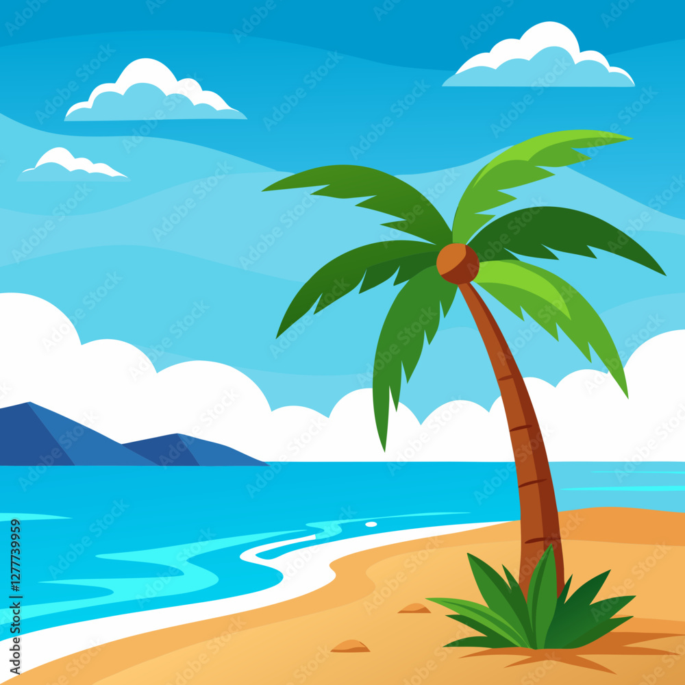 tropical island with palm trees vector illustration tropical island with palm trees vector illustration