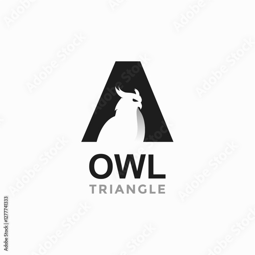 owl triangle simple logo in negative space