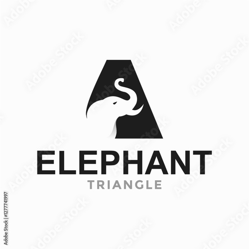 elephant triangle simple logo in negative space